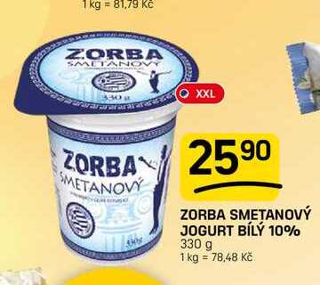 ZORBA SMETANOVÝ JOGURT BÍLÝ 10% 330 g