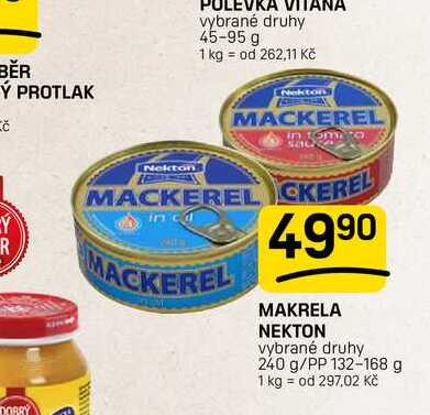 MAKRELA NEKTON vybrané druhy 240 g/PP 132-168 g