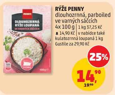 RÝŽE PENNY dlouhozrnná, parboiled ve varných sáčcích, 4x 100 g