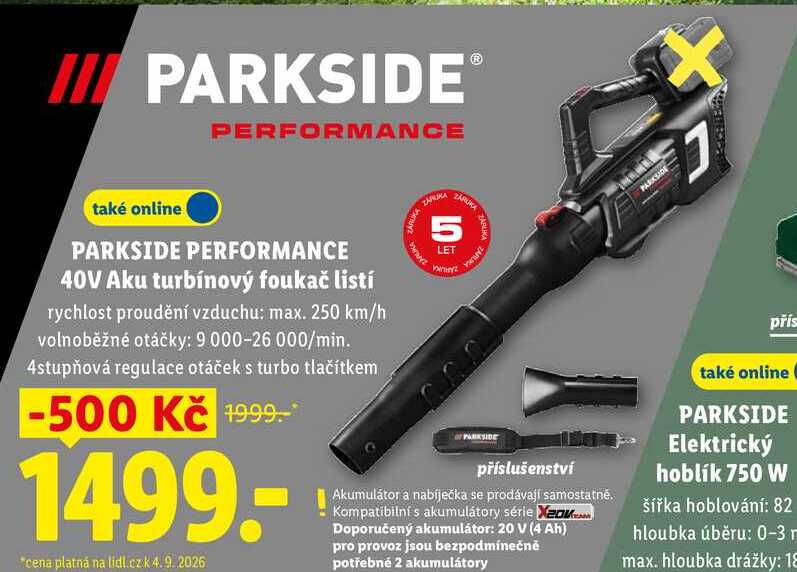 PARKSIDE PERFORMANCE 40V Aku turbínový foukač listí