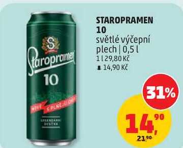 STAROPRAMEN 10 světlé výčepní plech, 0,5 l