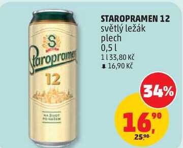 STAROPRAMEN 12 světlý ležák plech, 0,5 l
