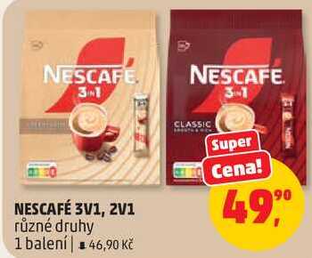 NESCAFÉ 3V1, 2V1 různé druhy, 1 balení