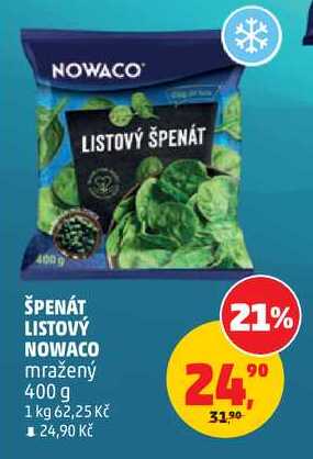 Nowaco Špenát listový, 400g 
