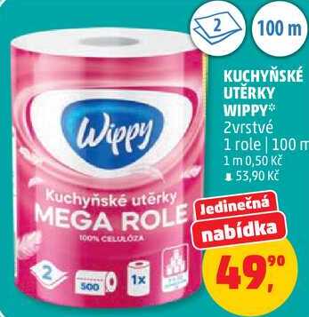 KUCHYŇSKÉ UTĚRKY WIPPY, 2vrstvé, 1 role 