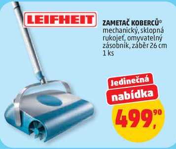 LEIFHEIT ZAMETAČ KOBERCŮ mechanický, sklopná rukojeť, omyvatelný zásobník, záběr 26 cm, 1 ks