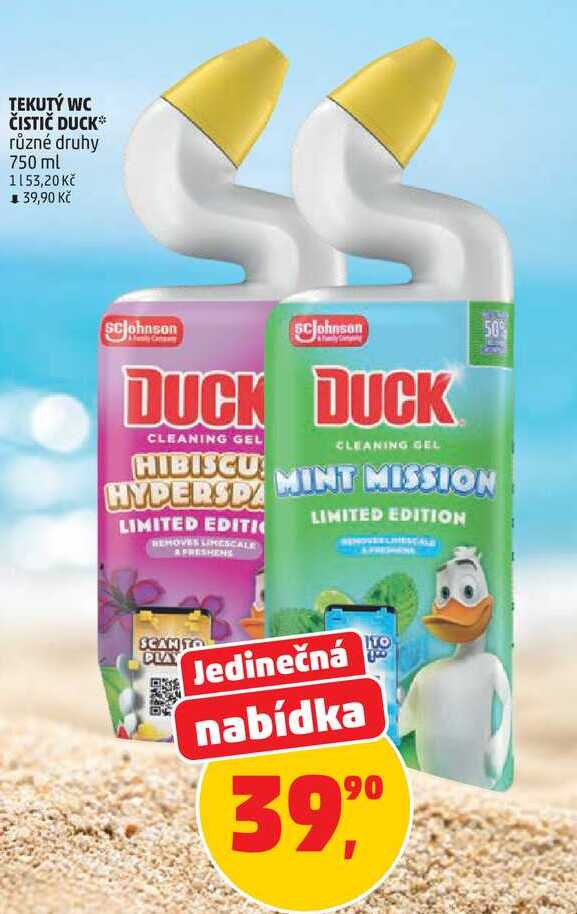 TEKUTÝ WC ČISTIČ DUCK různé druhy, 750 ml