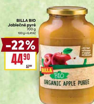 BILLA BIO Jablečné pyré 700 g 