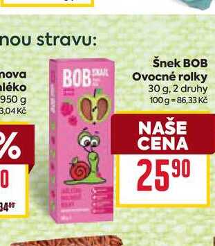 Šnek BOB Ovocné rolky 30 g