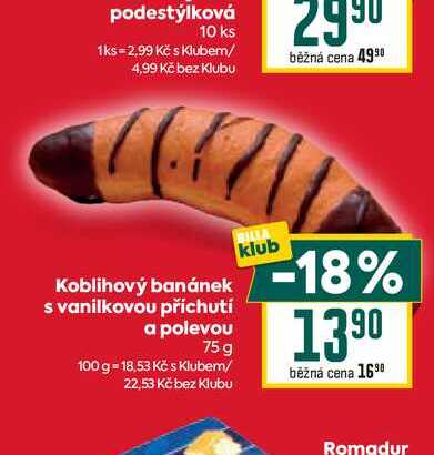 Koblihový banánek s vanilkovou příchutí a polevou 75g