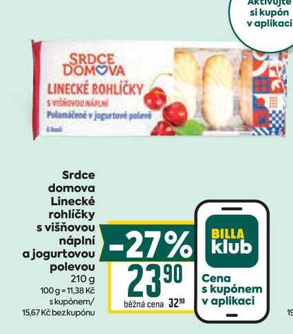 Srdce domova Linecké rohlíčky s višňovou náplní a jogurtovou polevou 210 g