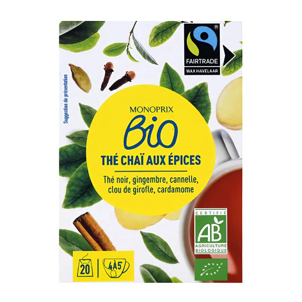 Monoprix Biologique BIO Černý Chai Tea, 20 sáčků