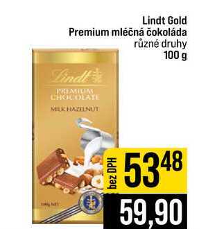 Lindt Gold Premium mléčná čokoláda různé druhy 100 g