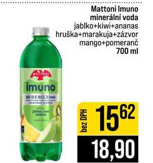 Mattoni Imuno minerální voda jablko+kiwi+ananas hruška+marakuja+zázvor mango+pomeranč 700 ml