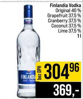 Finlandia Vodka Original 40% Grapefruit 37,5% Cranberry 37,5% Coconut 37,5% Lime 37,5% 1l