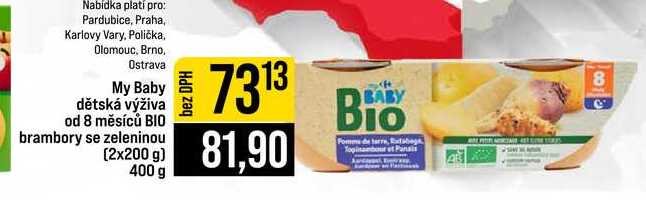 My Baby dětská výživa od 8 měsíců BIO brambory se zeleninou (2x200 g) 400 g