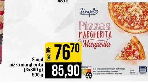 Simpl pizza margherita (3x300 g) 900 g