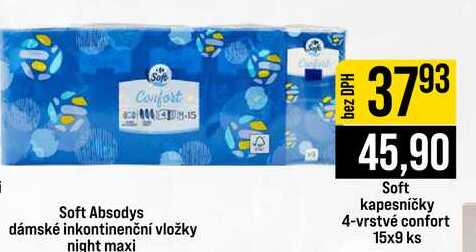 Soft kapesníčky 4-vrstvé confort 15x9 ks 