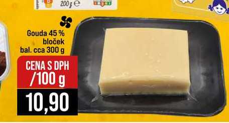 Gouda 45 % bloček bal. cca 300 g 100g
