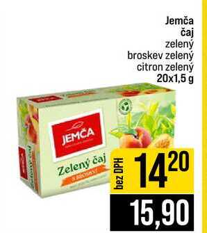 Jemča čaj zelený broskev zelený citron zelený 20x1,5 g