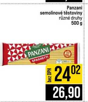 Panzani semolinové těstoviny různé druhy 500 g