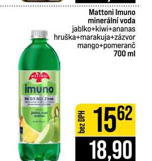 Mattoni Imuno minerální voda jablko+kiwi+ananas hruška+marakuja+zázvor mango+pomeranč 700 ml 