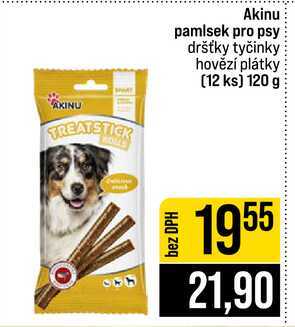 Akinu pamlsek pro psy dršťky tyčinky hovězí plátky 12 ks 120 g 