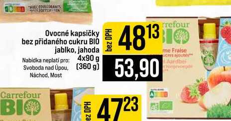 Ovocné kapsičky bez přidaného cukru BIO jablko, jahoda 4x90 g 360 g 