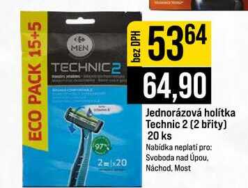 Jednorázová holítka Technic 2 (2 břity) 20 ks