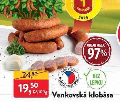 Venkovská klobása 100g