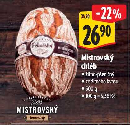 Mistrovský chléb žitno-pšeničný 500 g
