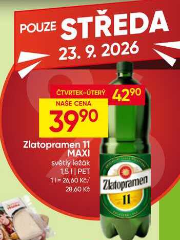 Zlatopramen 11° MAXI, světlý ležák 1,5l (PET) 1.5l v akci