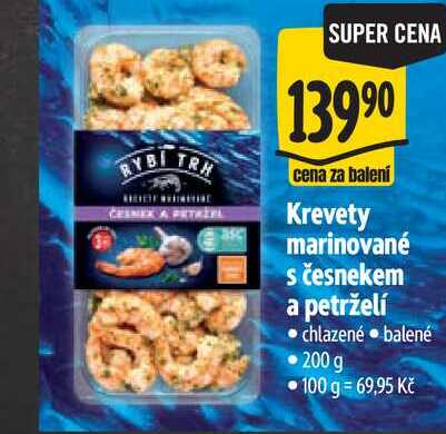   Krevety marinované s česnekem a petrželí 200 g