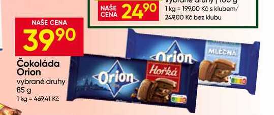 Orion Čokoláda vybrané druhy 85 g