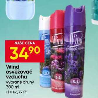 Wind osvěžovač vzduchu vybrané druhy 300 ml 
