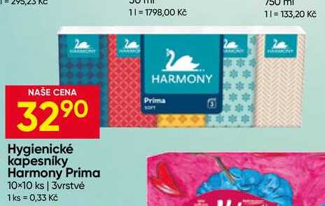 Harmony Prima hygienické kapesníky 10×10 ks 3vrstvé
