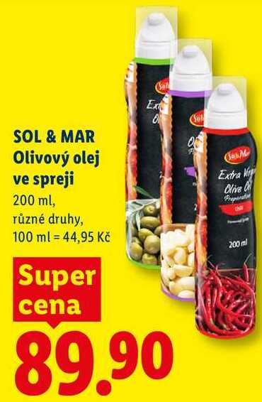 SOL & MAR Olivový olej ve spreji, 200 ml