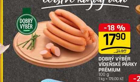 DOBRÝ VÝBĚR VÍDEŇSKÉ PÁRKY PRÉMIUM 100 g