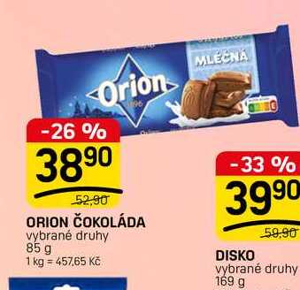 ORION ČOKOLÁDA vybrané druhy 85 g