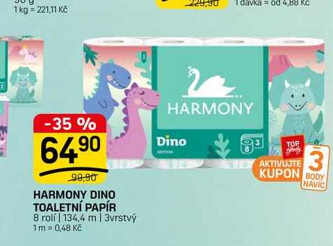 HARMONY DINO TOALETNÍ PAPÍR 8 rolí