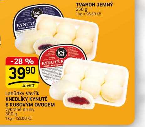 KNEDLÍKY KYNUTÉ S KUSOVÝM OVOCEM vybrané druhy 300 g