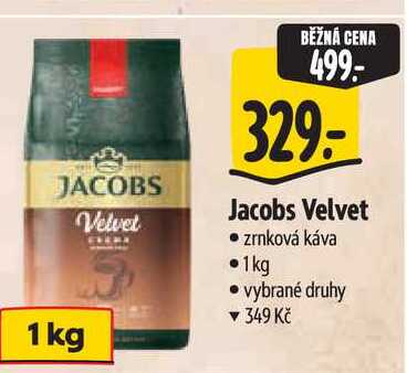 Jacobs Velvet zrnková káva 1kg