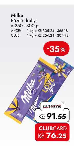 Milka Různé druhy à 250-300 g