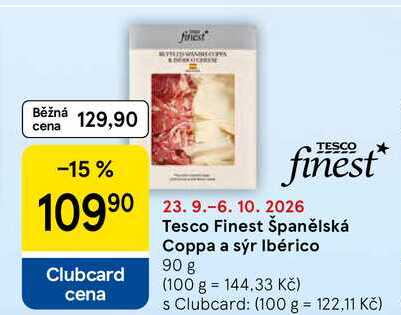 Tesco Finest Španělská Coppa a sýr Ibérico, 90 g