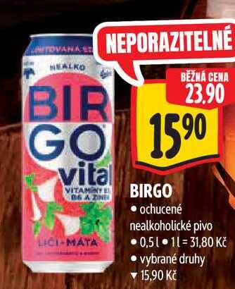 BIRGO ochucené nealkoholické pivo 0,5 l