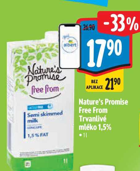 Nature's Promise Free From Trvanlivé mléko 1,5% 1 l
