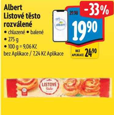 Albert Listové těsto rozválené, 275 g