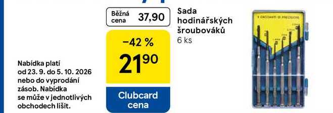 Sada hodinářských šroubováků, 6 ks