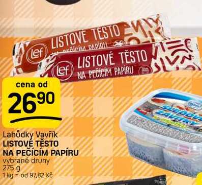 LISTOVÉ TĚSTO NA PEČÍCÍM PAPÍRU vybrané druhy 275 g