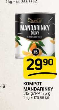 KOMPOT MANDARINKY 312 g/PP 175 g 
